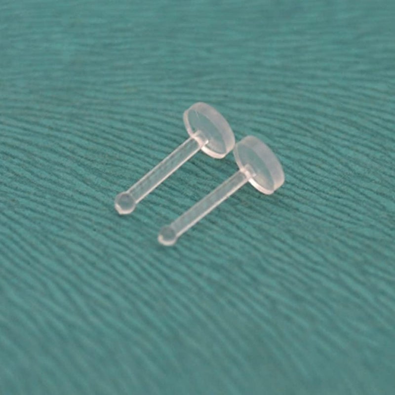 Hithop 5-Pack Clear Bioflex Flat Top Nose Ring Bone Retainers (20 Gauge (0.8mm)) - Image 2